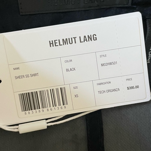 NWT HELMUT LANG SHEER SS BUTTON UP XS - Picture 8 of 8